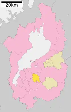 Location of Ryūō in Shiga Prefecture