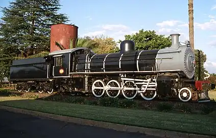 SAR no. 942, CSAR no. 730, plinthed outside Witbank station, Apr 1993