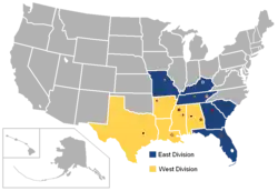 The SEC as it has existed since 2011, after the additions of Texas A&M and Missouri