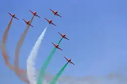 Surya Kiran Aerobatics Team of Indian Air Force performing on the Republic day