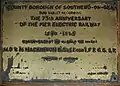 Plaque celebrating the 75th anniversary of the Southend Pier Railway