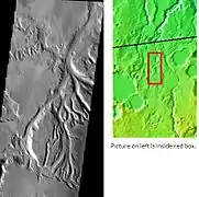 Sabis Vallis, as seen by THEMIS.  The small channels are joining to form Sabis Vallis.