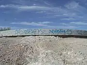 A concrete slab foundation of the Gila River War Relocation Center.