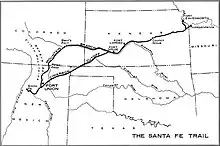 Map of the historic Santa Fe Trail