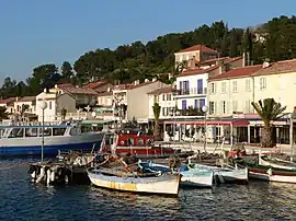 A view of the harbour with the SNSM rescue boat and fishermen's boats