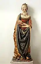 Statuette of Saint Barbara, limewood with paint, probably German, c. 1490