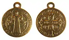 Both sides of a Saint Benedict Medal