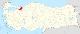 Location of the province within Turkey