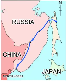 Location of Sakhalin–Khabarovsk–Vladivostok pipeline