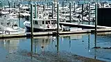 Boats moored in the harbor, 2018