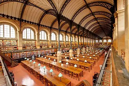 Interior of the Sainte-Geneviève Library (1844–1850) by Henri Labrouste