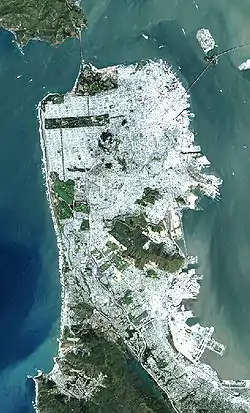 A satellite view of San Francisco today.