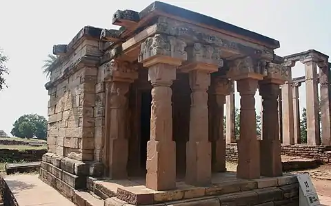 Temple 17 at Sanchi: a Gupta period tetrastyle prostyle temple with pillar capital arrangement of Classical appearance. 5th century CE