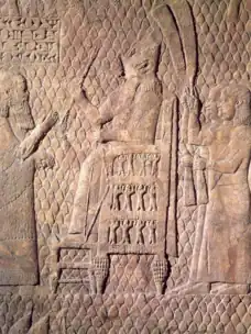 Sennacherib enthroned in Lachish, from one of his reliefs