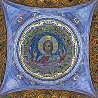 Christ Pantocrator inside the dome of Church of the Saviour on the Blood (Храм Спаса на Крови), St. Petersburg