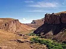 Photograph of the Pinturas River and a valley