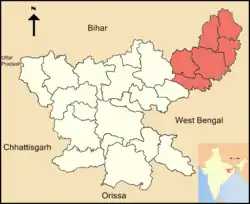 Location of Santhal Pargana in Jharkhand