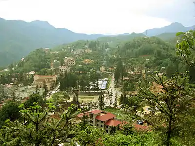 Sapa town viewed from Hàm Rồng mountain