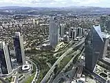 Sabancı Center, İşbank and Finansbank towers viewed from the roof of Istanbul Sapphire