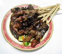 Indonesian goat's liver satay