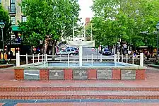 The memorial fountain on West River Street at Barnard St. in Savannah