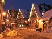 Lighted trees and houses in Schöckingen