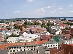 Schelfstadt and its baroque Schelf Church, Lake Schwerin in the back