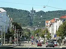 Bergpark Wilhelmshöhe, as seen from downtown Kassel