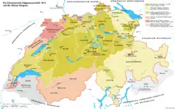 Re-organization and enlargement of Switzerland during the Congress of Vienna in 1814.