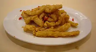 Deep fried sea cucumbers.