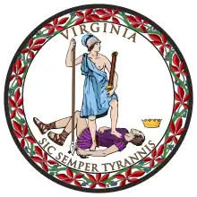 Great Seal of Virginia with the commonwealth's motto