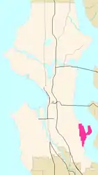 Map of Seward Park's location in Seattle