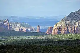 View of the Red Rocks of Sedona from I-17, just south of Munds Park