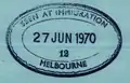 Arrival stamp Melbourne Airport - 1970