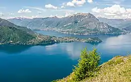 View of Lake Como in Lombardy, Northern Italy, a glacial lake in the Alps