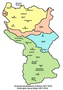 Territorial development of the Principality of Serbia and Kingdom of Serbia (1817–1913)