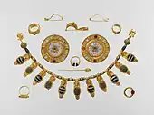 The Vulci set of jewelry; early 5th century; gold, glass, rock crystal, agate and carnelian; various dimensions; Metropolitan Museum of Art