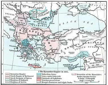 Map showing the Byzantine Empire and its neighbors.