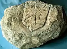 Stone Shield pattern of Pécs with Old Hungarian Script (circa 1250 AD), Hungary