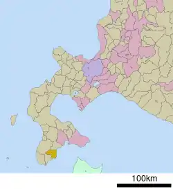 The location of Shiriuchi in Oshima Subprefecture.