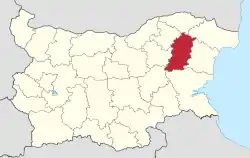 Location of Shumen Province in Bulgaria