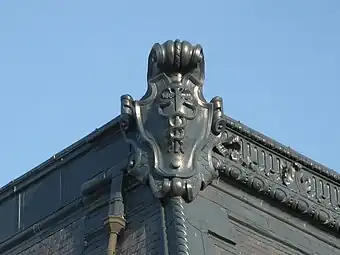 Beaux Arts cartouche with a caduceus, on the roof of the Crédit Lyonnais headquarters (Boulevard des Italiens no. 17-23), Paris, by William Bouwens van der Boijen, 1876-1883