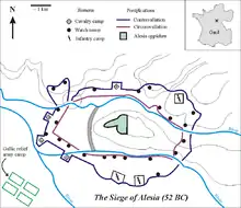 Map of fortifications built for Caesar at Alesia