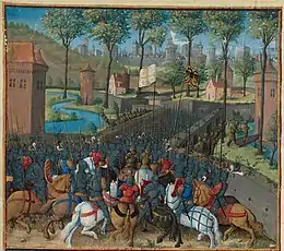 Illustration showing the siege of Damascus in 1148