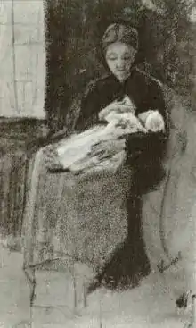 Sien Nursing Baby, watercolor and chalk, 1882, Private collection (F1068)