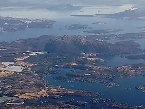 Aerial view of the strandflat at Bømlo.