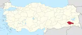 Location of Siirt Province in Turkey