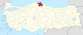 Location of the province within Turkey