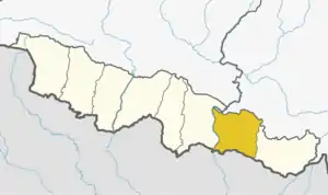 Siraha District (dark yellow) in Madhesh Province