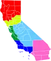 2013: Tim Draper's Six Californias proposal  Jefferson  North California  Silicon Valley  Central California  West California  South California